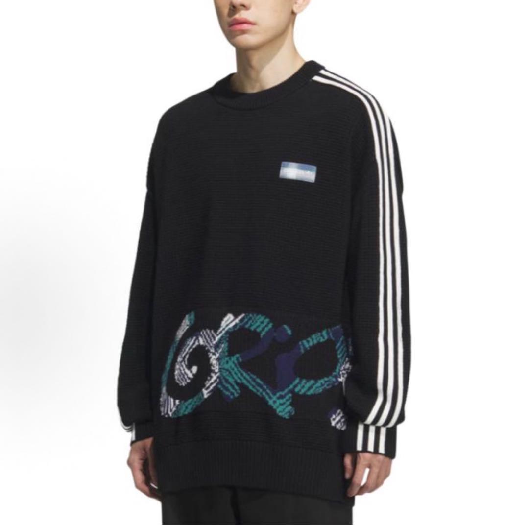 新品XS Adidas スウェットシャツ 長袖ニット ブラック KC0110