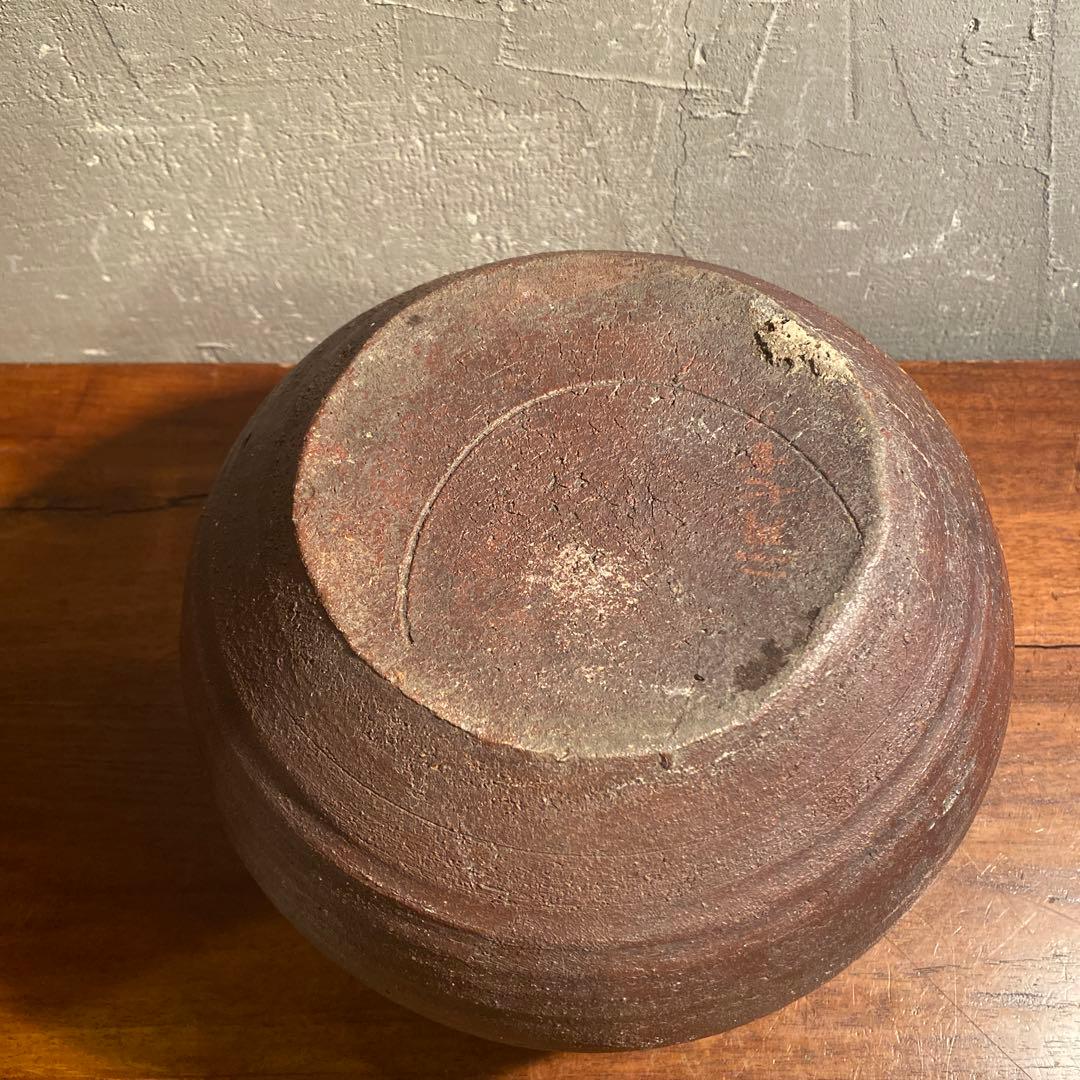時代物 備前焼 焼き締め 波紋花入 花瓶 骨董品 インテリアオブジェ