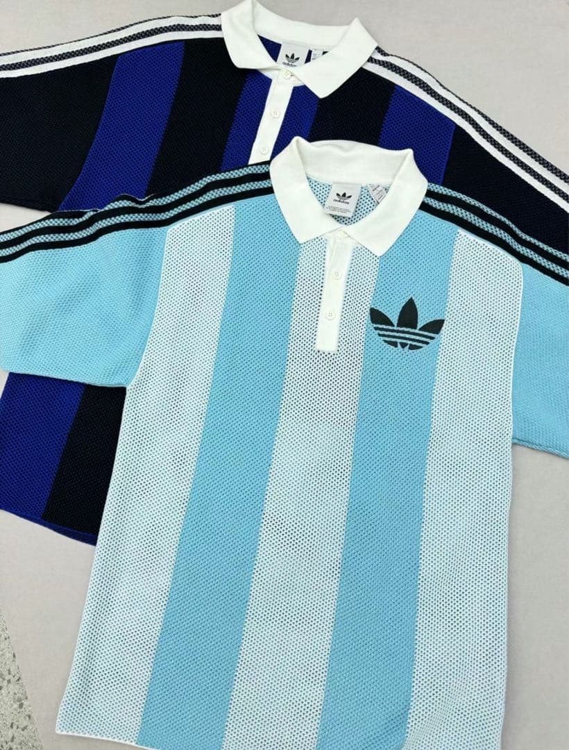 新品XS Adidas ショートスリーブ ポロシャツJL5976 スカイブルー