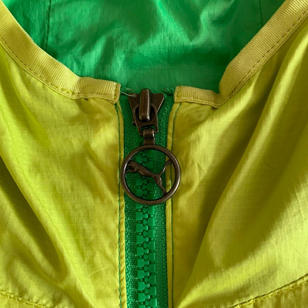 PUMA フード付き レディース ウィンドブレーカー ジャンパー 緑 黄色
