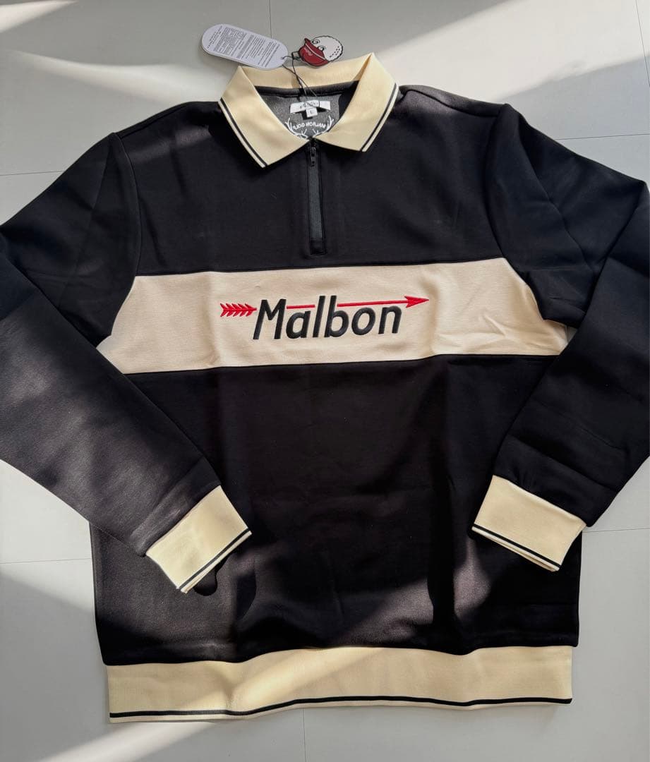 即日発送Malbon メンズハーフジップ トップスゴルフウェアスウェットL