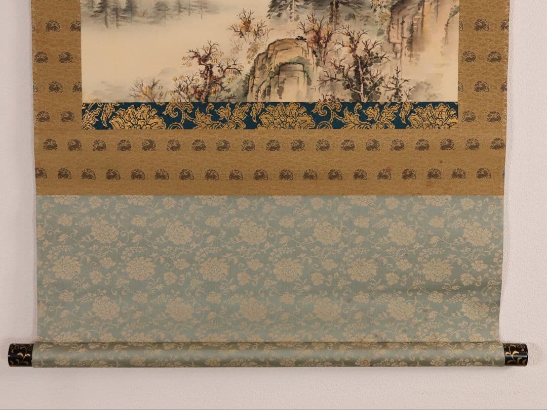 【真作】日本画 立野雪郷 吉野熊野 風景画 絹本 掛軸 富山県高岡 MB223