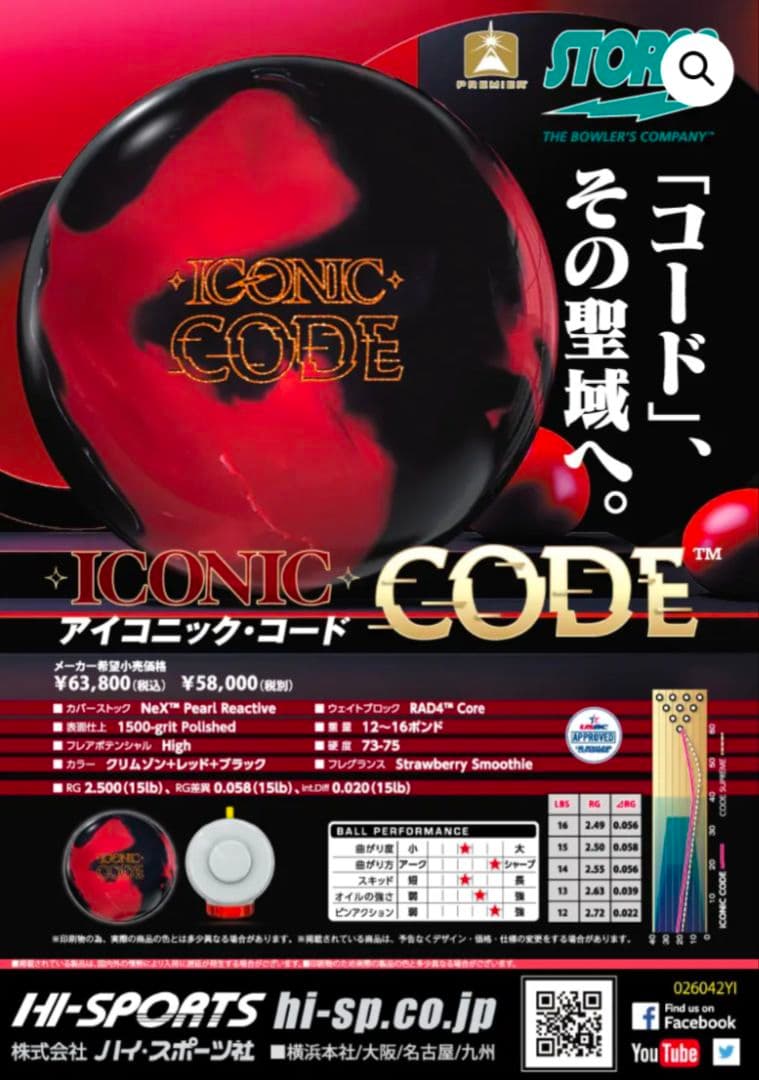 ストーム アイコニックコード15ポンド　ボウリングボール