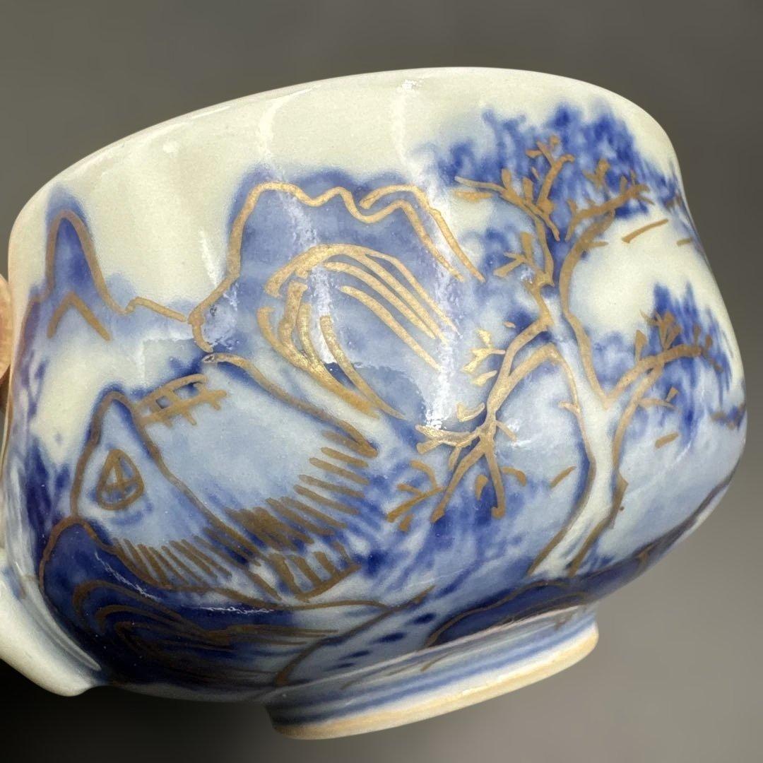 ★ 完品！ 戦前 九谷焼 茶器揃い 染付 共箱 ★