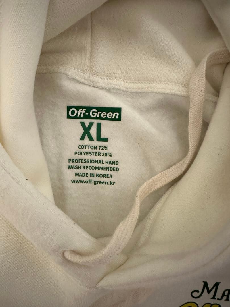 韓国発！off green Maestro フーディー XL クリーム色