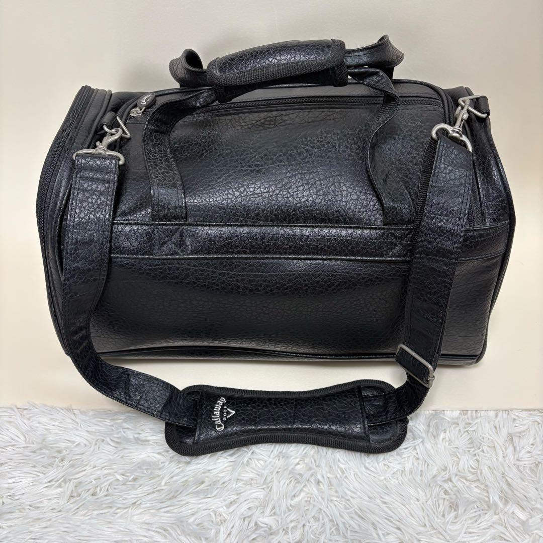 【美品】Callaway ゴルフ レザー 2way ボストンバッグ ブラック