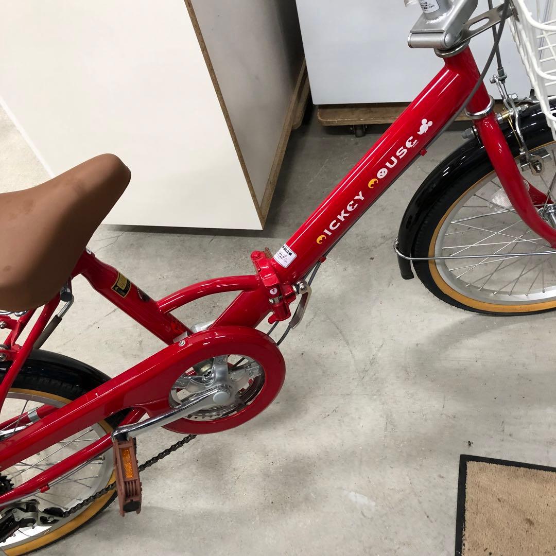 ミッキーマウス 折りたたみ自転車 ベルメゾン 赤