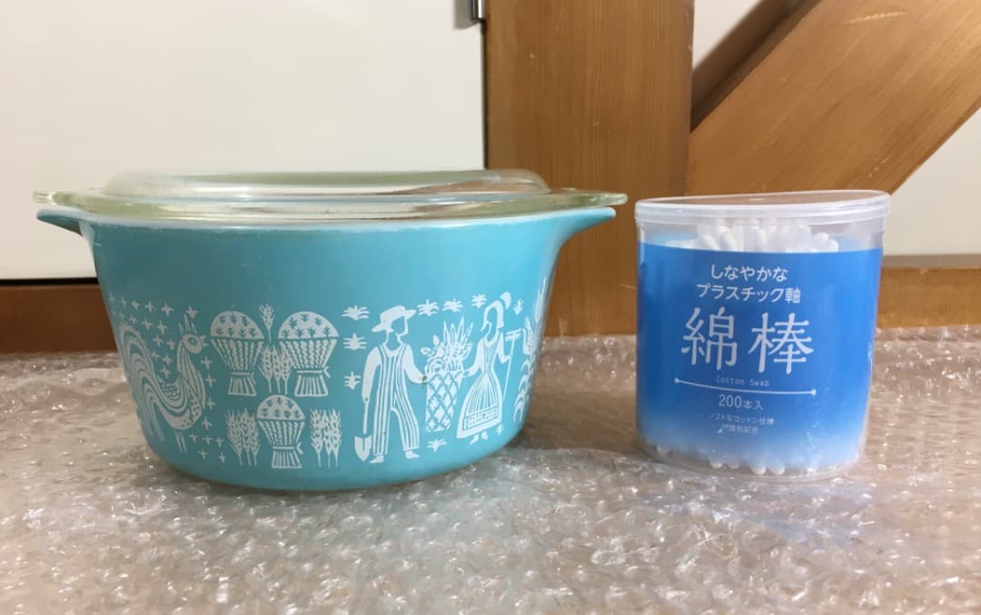 ○オールドパイレックス　バタープリント　キャセロール　2点セット