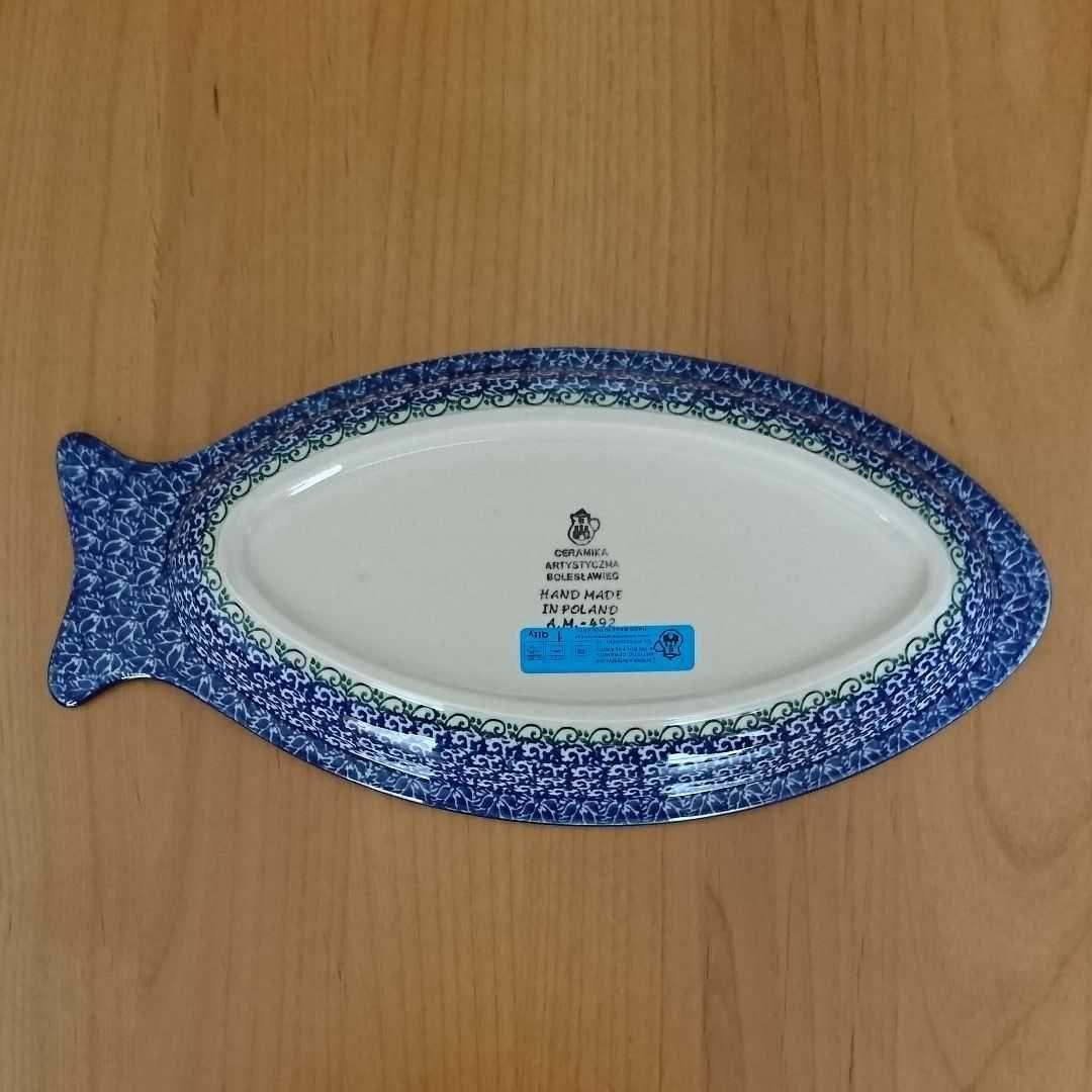 ポーリッシュポタリー 魚型の大皿(チューリップ)