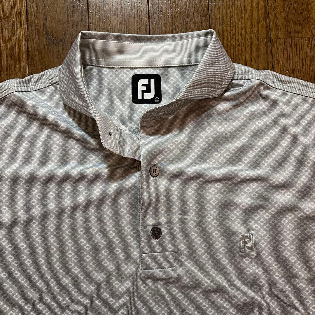 【中古美品】FOOT JOY フットジョイ ポロシャツ 総柄 グレー系2XL