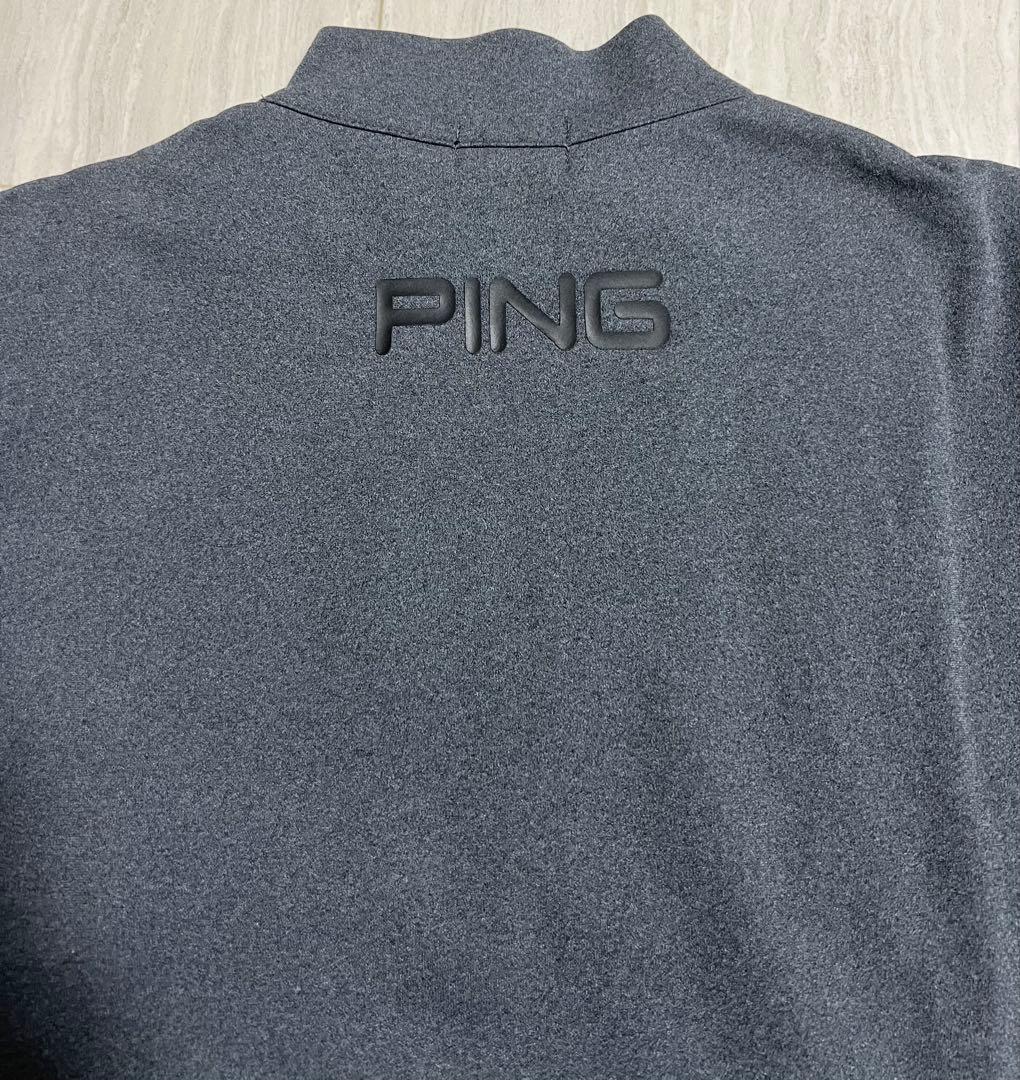 【新品・タグ付き】PING ハーフジップゴルフウェア　ホワイト×グレー　Lサイズ