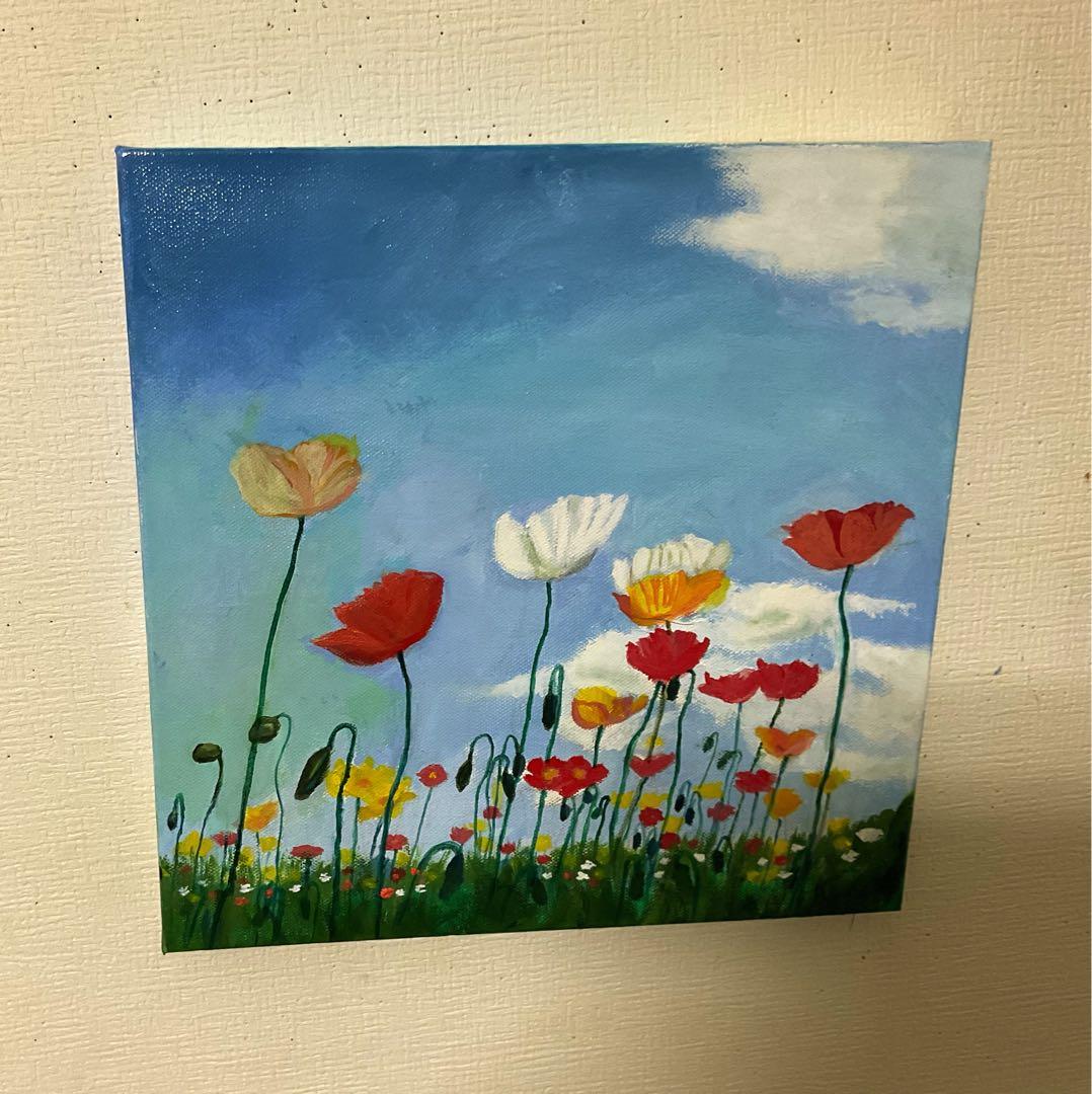油彩画　「　ポピー　」　原画　3Dキャンパス
