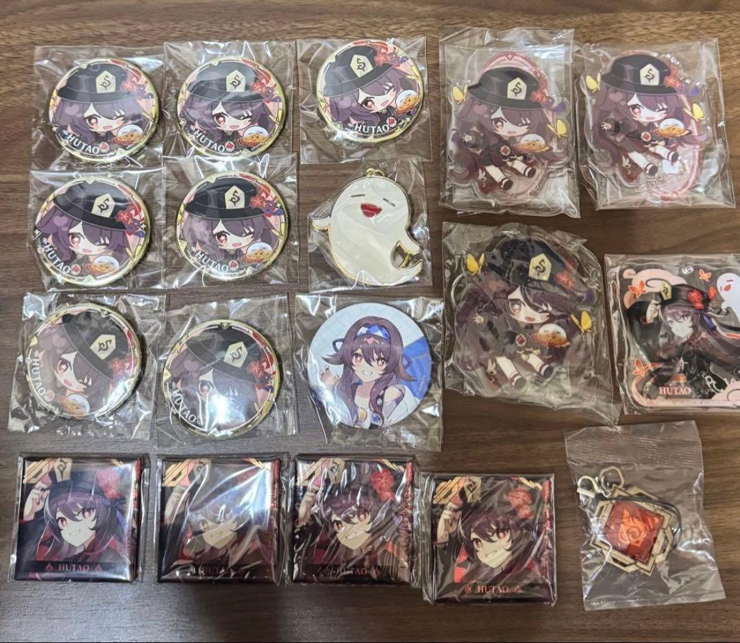 原神 胡桃 激レア 大まとめ スイパラ SEGA ホログラム 缶バッジ アクスタ