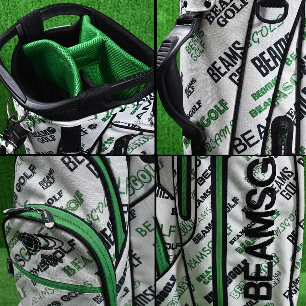 BEAMS GOLF/ビームス スタンド式 キャディバッグ【白/緑/黒】美品！