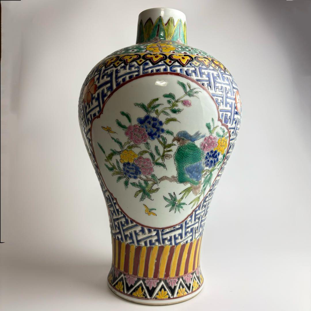 中国 花瓶 色絵 粉彩 壺 飾壺