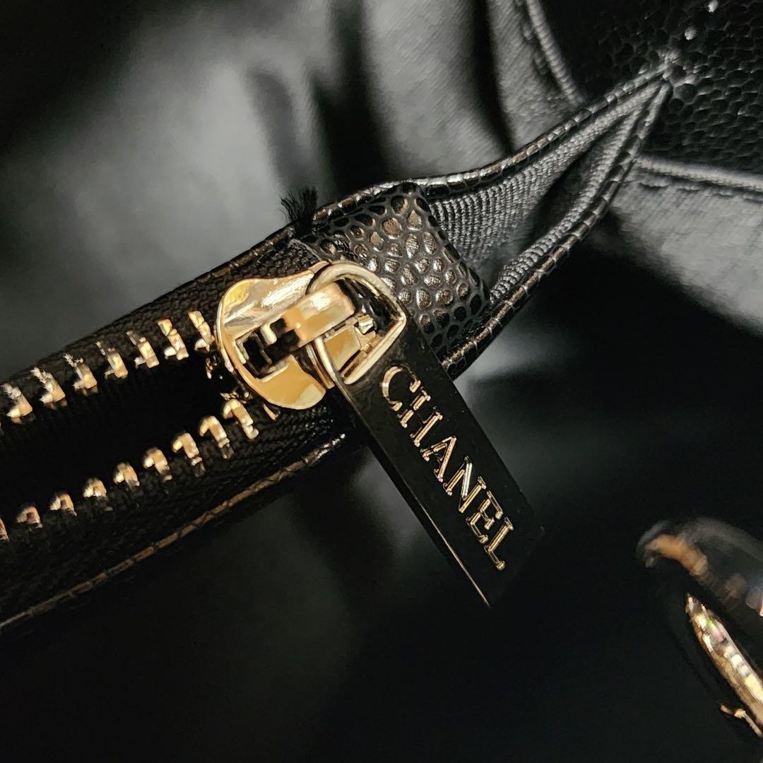 CHANEL　トートバッグ　黒　大容量　シルバー