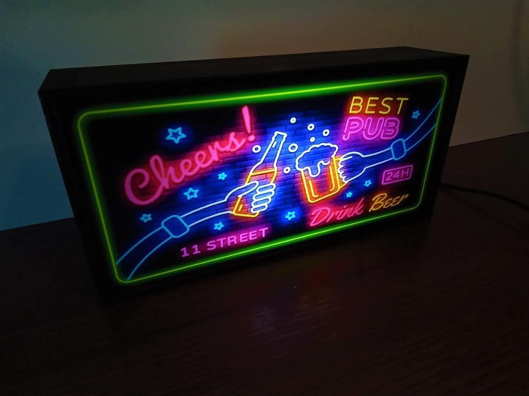 アメリカン パブ ビール 乾杯 パーティー 看板 置物 雑貨 LEDライトBOX