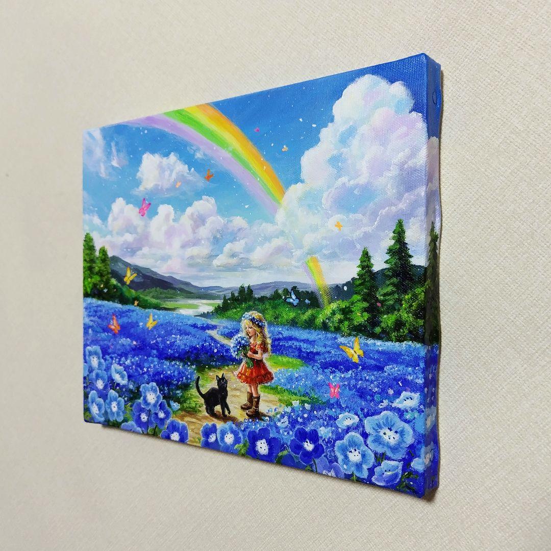 K*Z様 【青い花が輝く日】アクリル画 F3 風景画 絵画