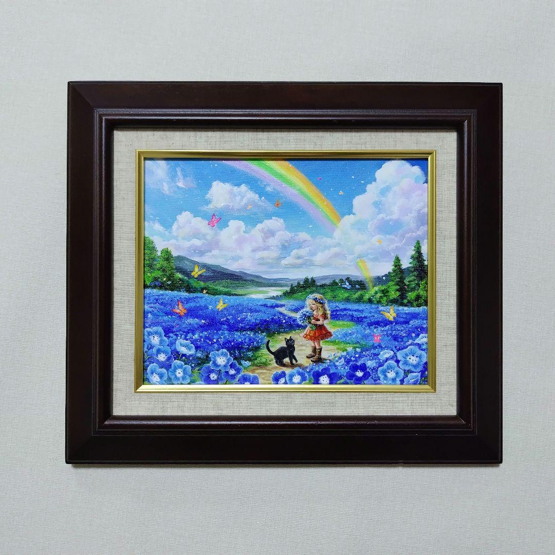 K*Z様 【青い花が輝く日】アクリル画 F3 風景画 絵画