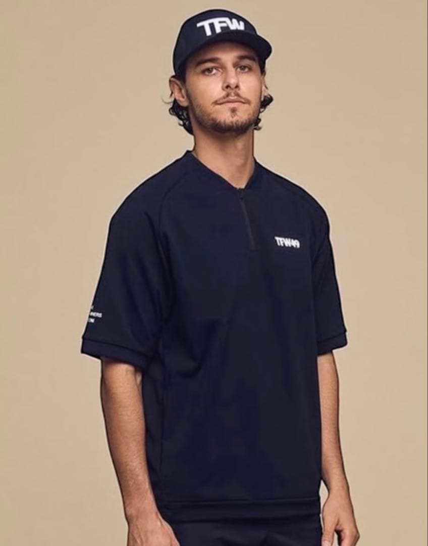 メンズウェア TFW49 HALF ZIP SWEAT S/S CREW LGREY L