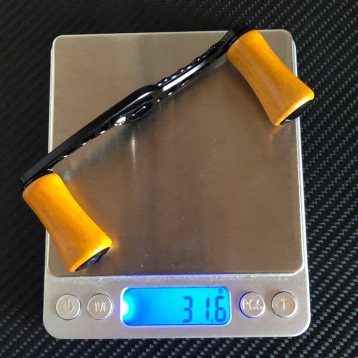 軽量ベイトリール用アルミハンドル ウッドハンドルノブ フルセット　ブラック