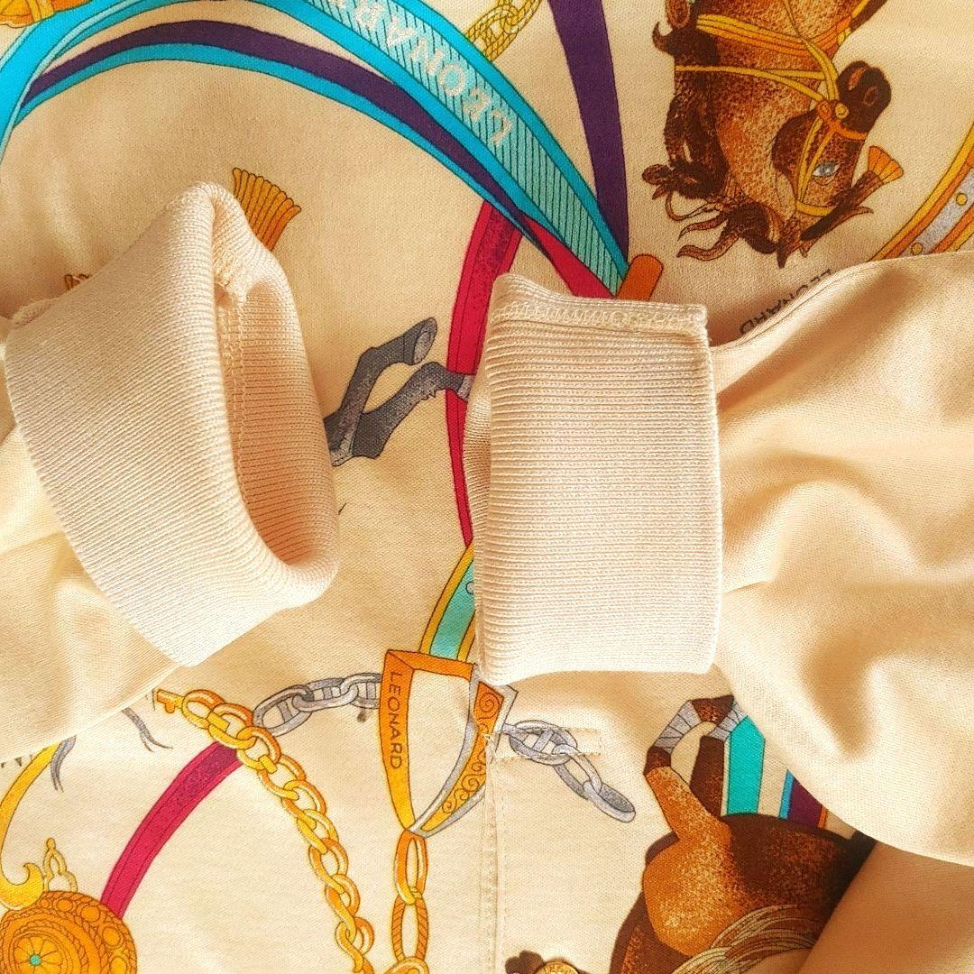 未使用美品★LEONARD レオナールスポーツ★長袖ポロシャツ　L ホース柄