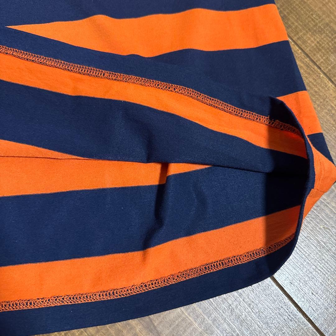 美品　パーリーゲイツ　モックネックシャツ　4 オレンジ×ネイビー