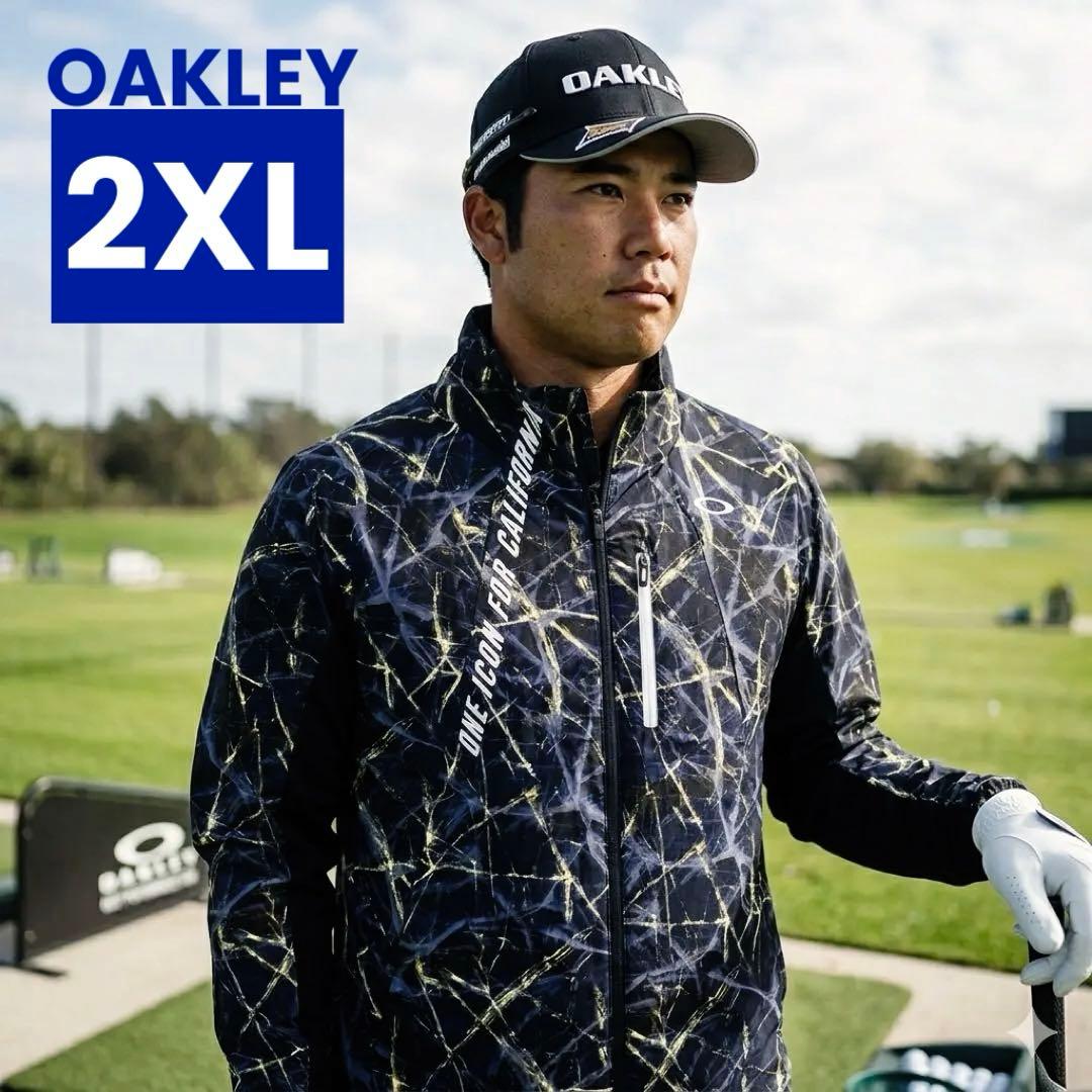 OAKLEY オークリー ゴルフ ウィンドブレーカー JPN XL2 黒×黄色