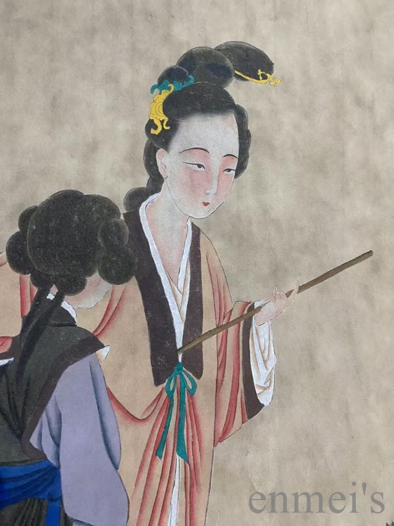 中国古美術『文徴明款 人物画』宣紙 三尺中堂画 肉筆 水墨画 旧蔵 掛け軸 模写