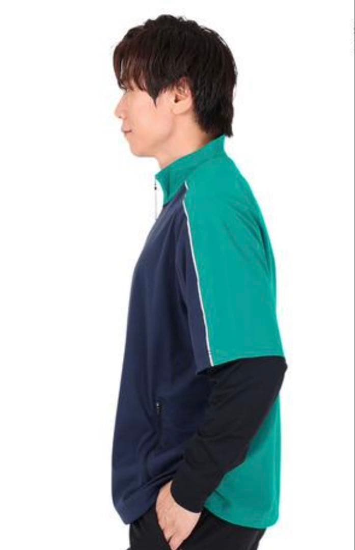 J.LINDEBERG 防風 半袖ハーフジップ46(L相当) ネイビー 新品