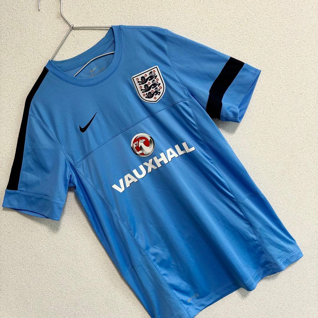 NIKE サッカーイングランド代表 トレーニングシャツ 古着 刺繍ロゴ 水色