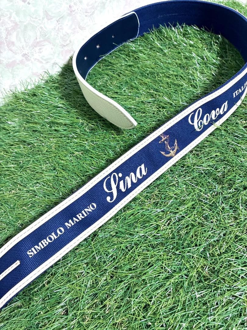 【早い者勝ち‼️】シナコバ メンズ ゴルフ用ベルト 全長117cm 白xネイビー