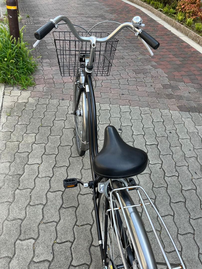 【大阪限定・整備済】シティサイクル 黒／タイヤ新品(パンク防止剤入り)・匿名配送