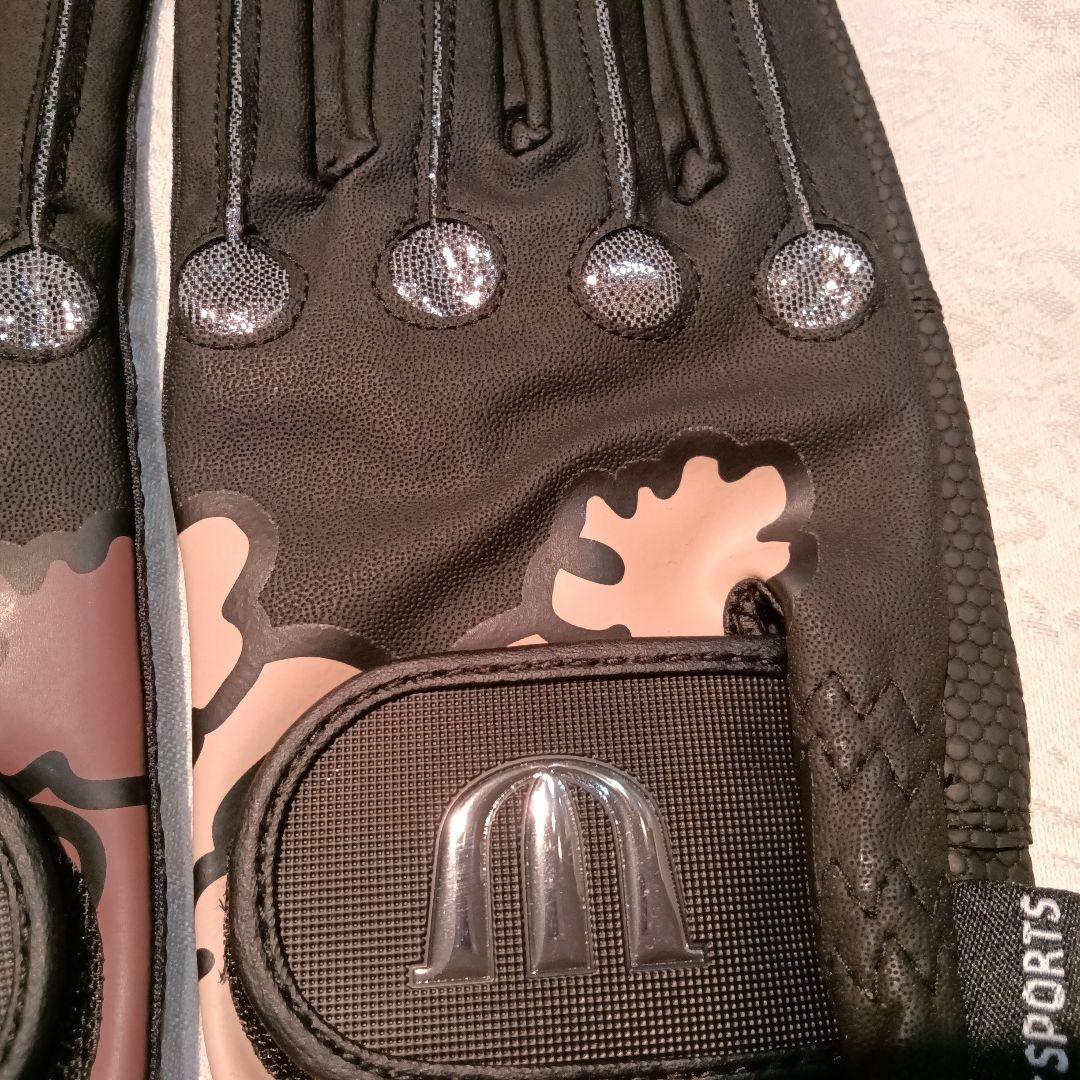 MU SPORTS ゴルフグローブ 手袋 Ｌ 21〜22cm　ブラック/レッド