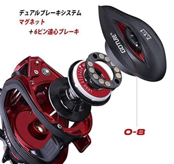 ベイトリール 海 バス釣り 左/右ハンドル 最大ドラグ力8kg ギア