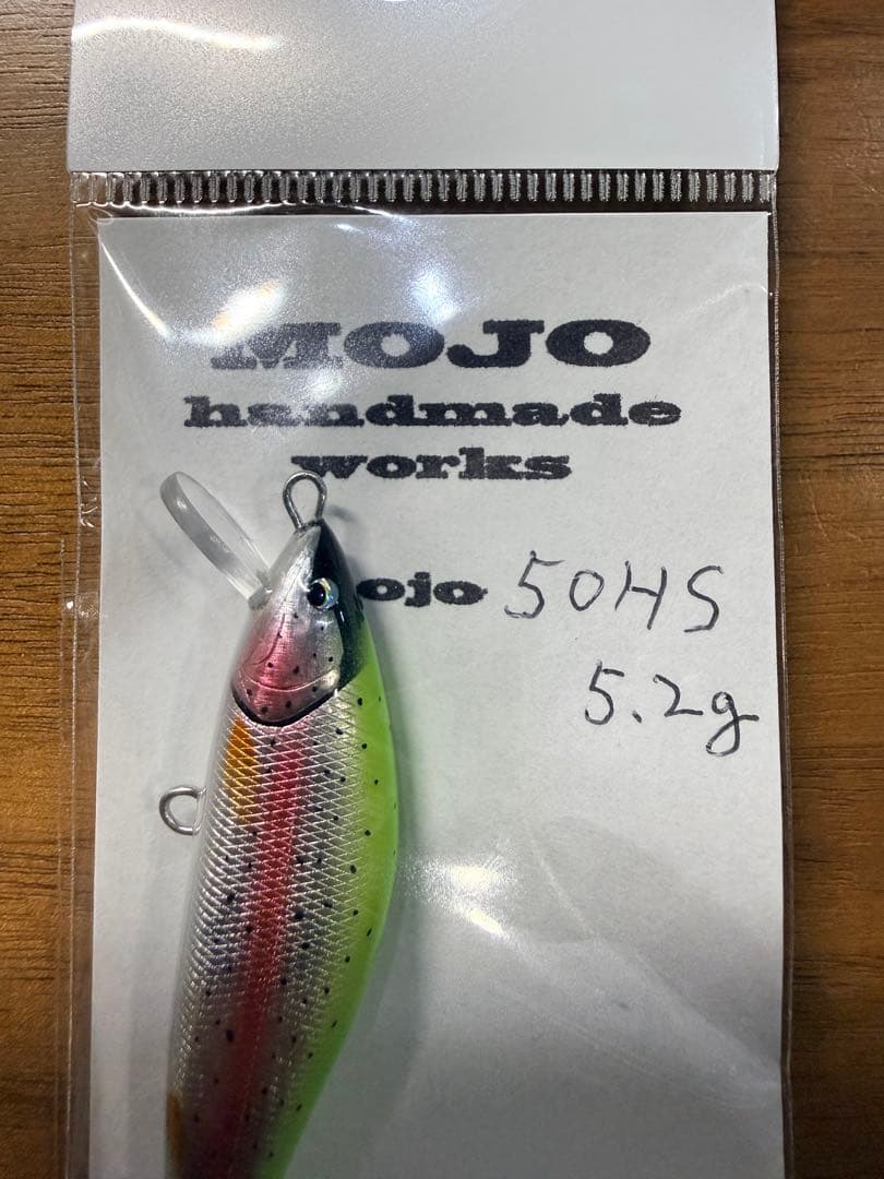 MOJOハンドメイドワークスバルサミノー新品レア品50HS5.2g 虹鱒カラー