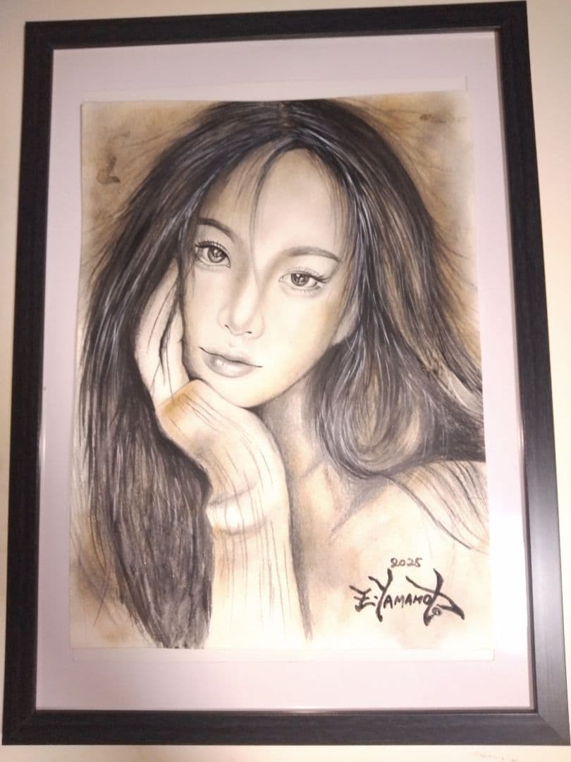 裸婦、美人画、絵画4F瞳の先、山本英二、真作、肉筆、新品額縁、高塚省吾、森本草介