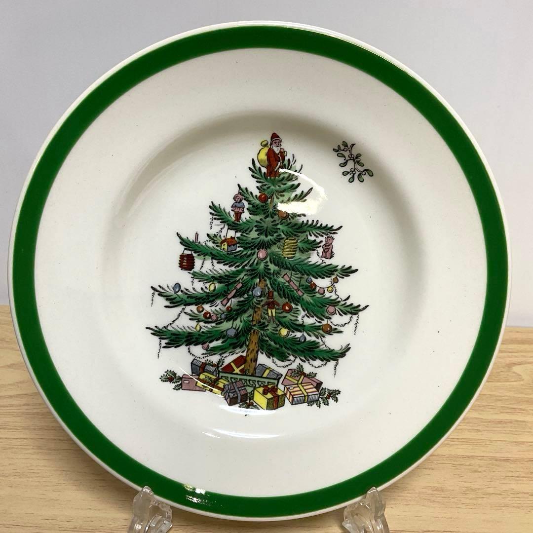 イギリス　スポード　クリスマスツリー　約16.5cmプレート　⑤ 2枚セット