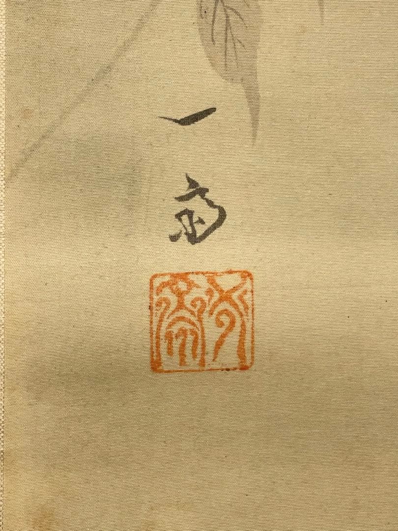 一斎 掛け軸 掛軸 直筆 夜桜 満月 朧月 日本画 絵画 春 桜 茶掛 肉筆