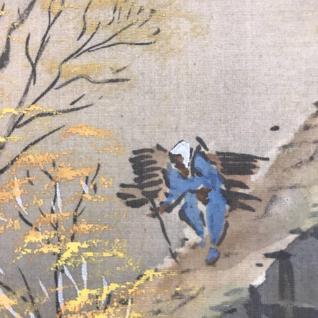 作者不詳/春山田家図/春景山水図/青緑山水図/山水図/掛軸☆宝船☆AE-329