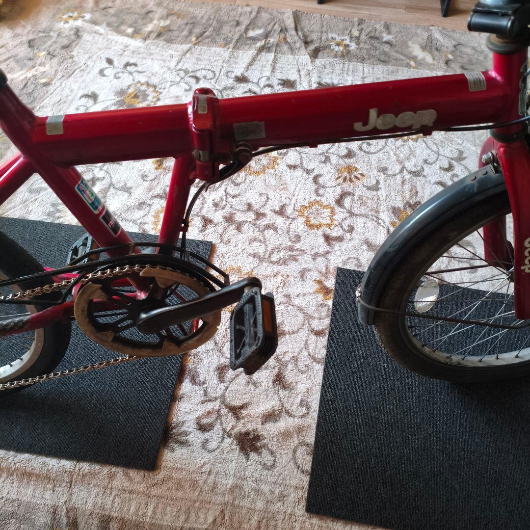 Jeep 折りたたみ自転車 赤 前カゴ付き 6段変速 送料込み