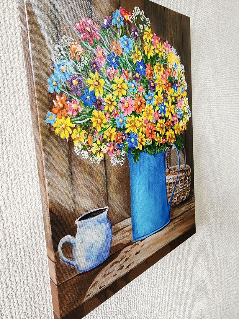 アクリル画　花　絵画　アート　花の絵　イラスト