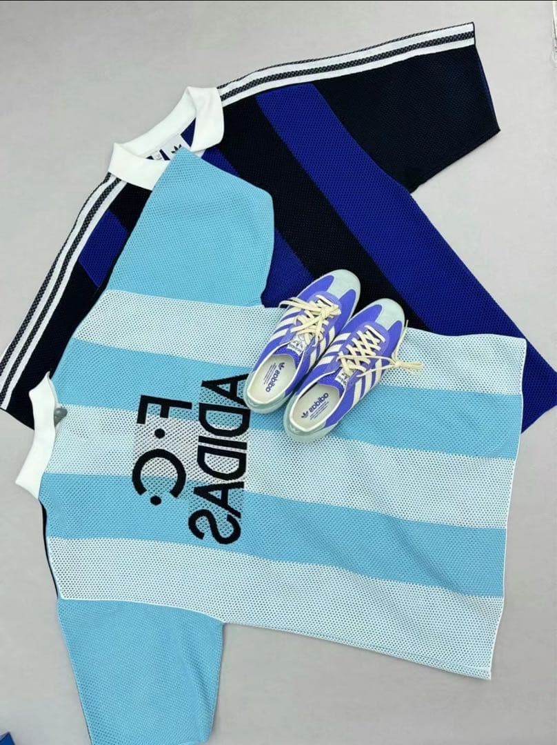 新品M Adidas ショートスリーブ ポロシャツJL5976 スカイブルー