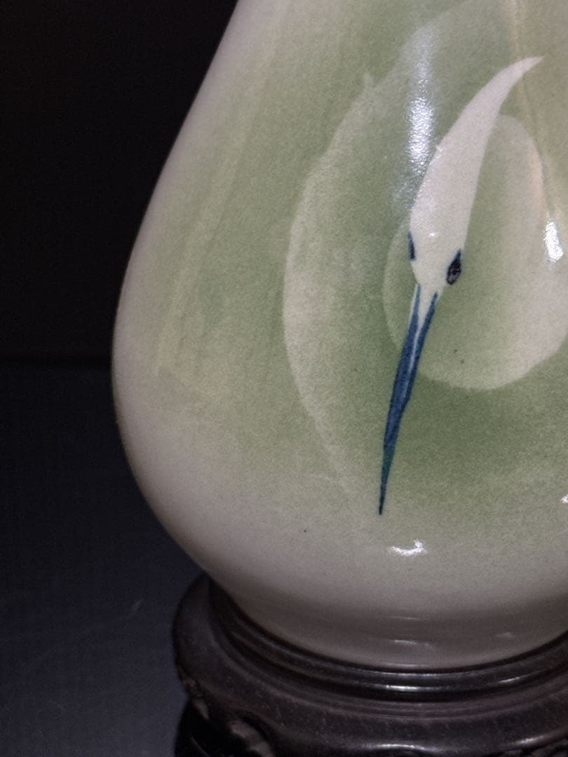 真葛香山 造 吹彩色 群鳥図 花瓶 一輪生