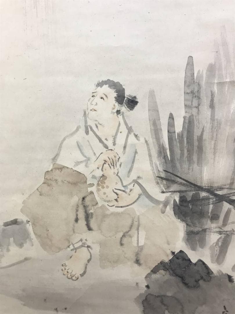 【真作】菊池容斎/養老乃瀧図/養老の滝図/人物図/掛軸/名家伝来/AD-200