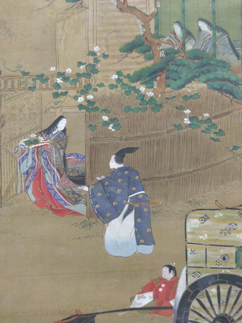 土佐光起【源氏物語】肉筆　絹本　掛軸（大和絵・土佐派）