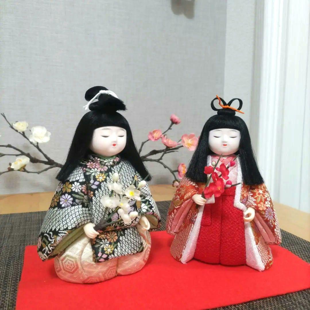 木目込人形✿紅梅白梅❀小さい雛人形✿❀