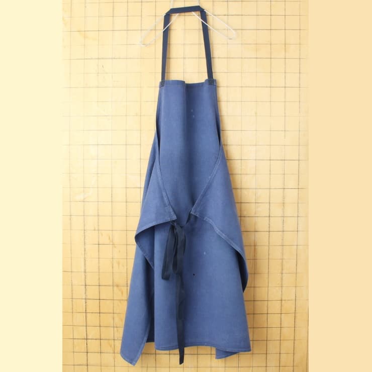 70s80s EURO コットンツイル ワークエプロン ネイビーブルー aw14