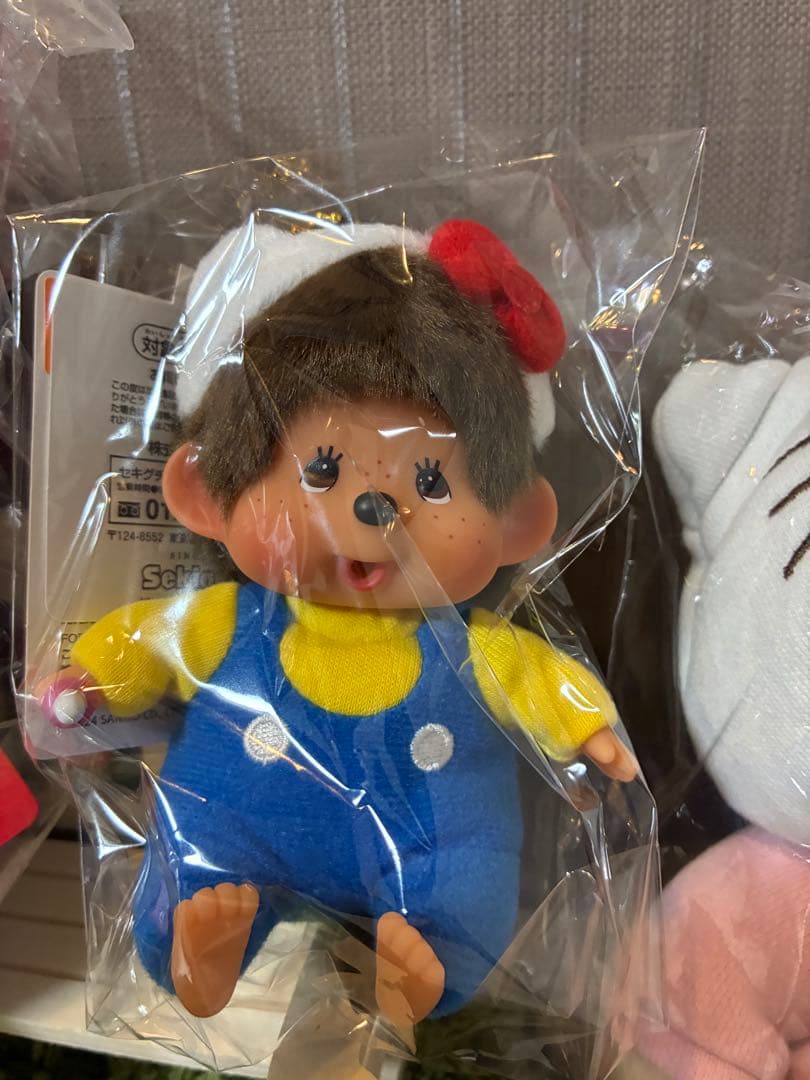 50周年ハローキティモンチッチ顔でかSSキーチェーン　ギンガムキティ　ベビチッチ