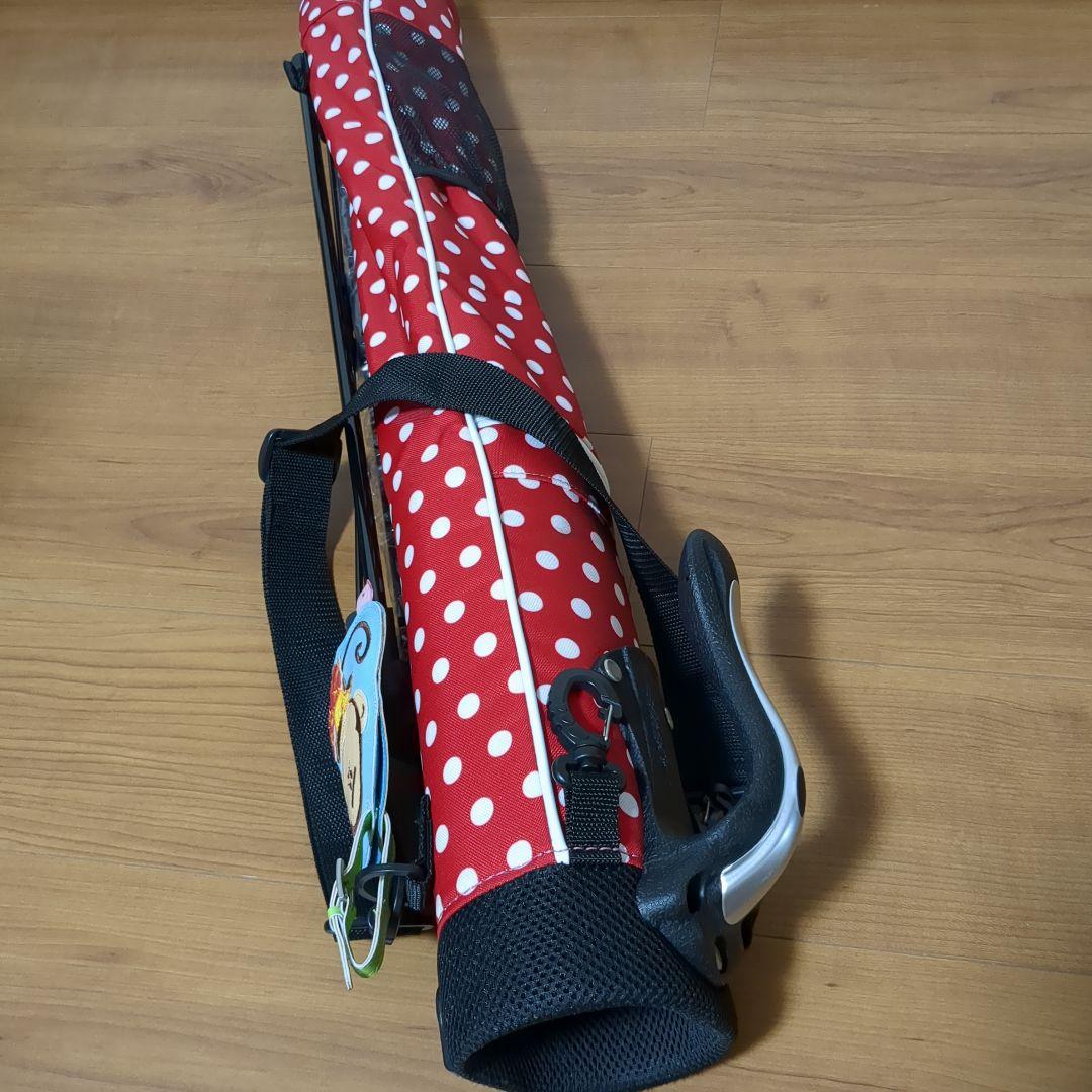 スタンド式キャディバッグ 赤と白の水玉
